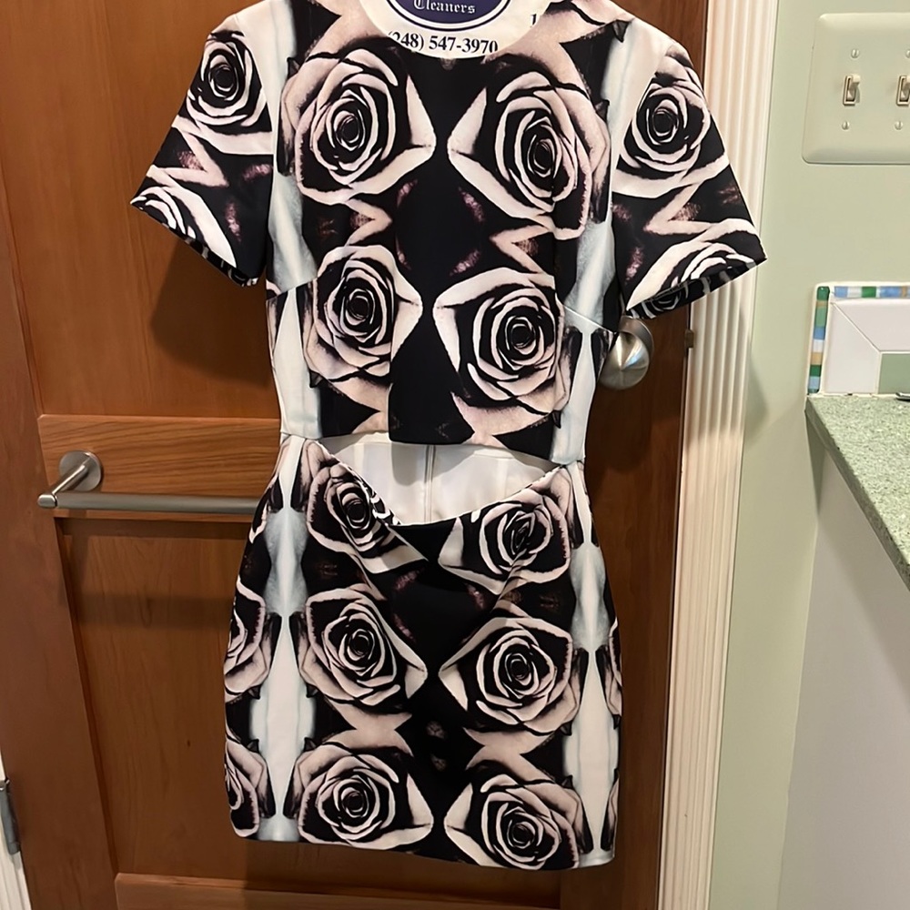 Rose mirror cut out bodycon dress